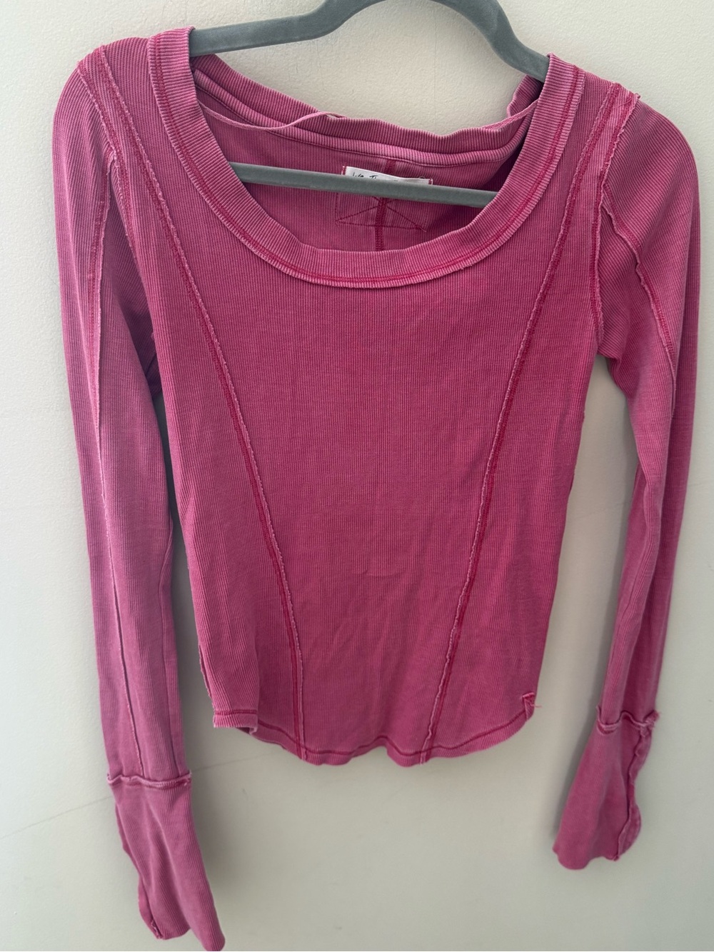 We the Free Stuck On You Long Sleeve Pink Top, Size small